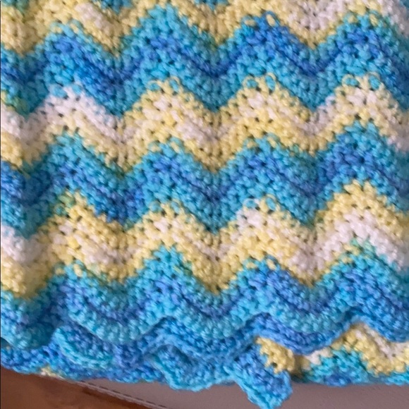Blue, Yellow, White Baby Blanket - Picture 2 of 4